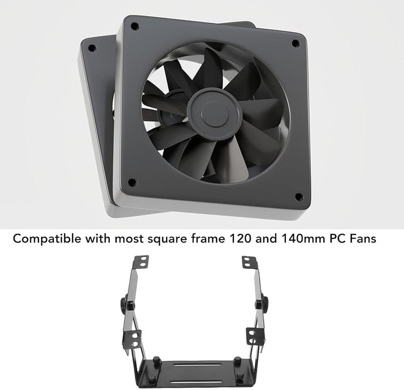 Black Desk Fan Stand Mount For 120mm 140mm PC Computer Fans Pivoting Aluminum Alloy black - Image 3